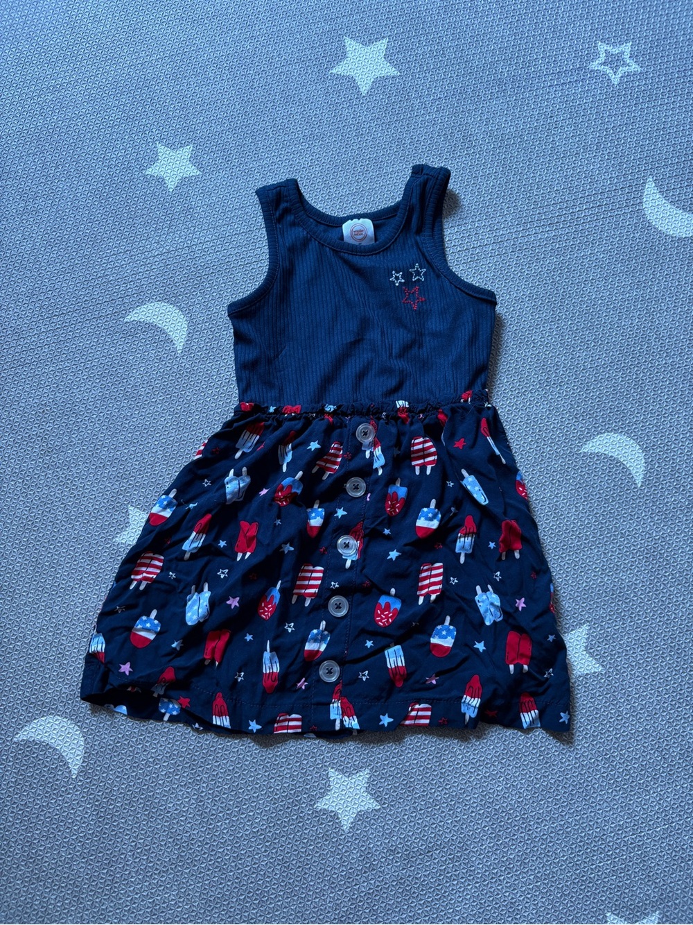 wonder nation Navy Sleeveless Dress with Red & Light Blue Rocket Print